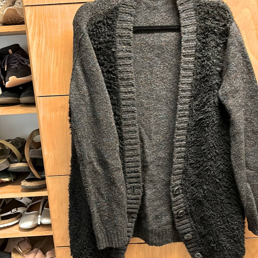 See By Chloe Gray and Black Cable Knit Cardigan